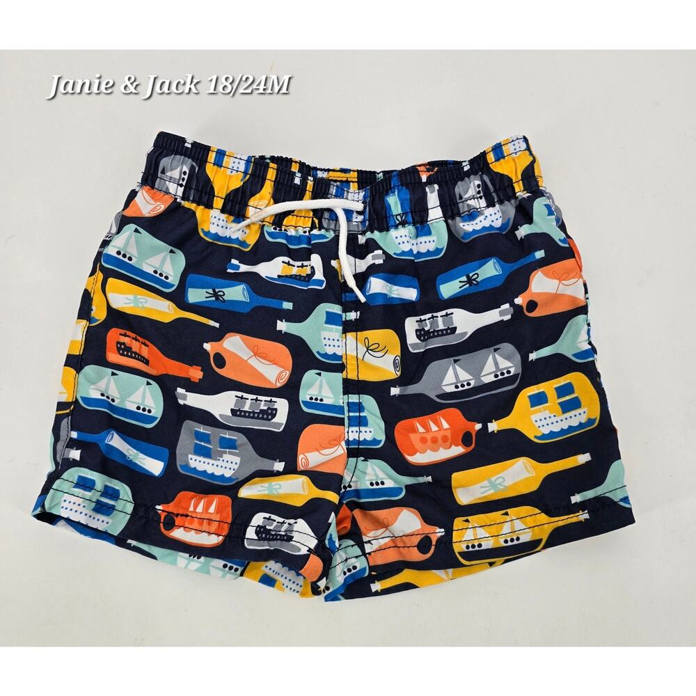 Janie and Jack Toddler Boys Nautical Print Swim Trunks / Board Shorts